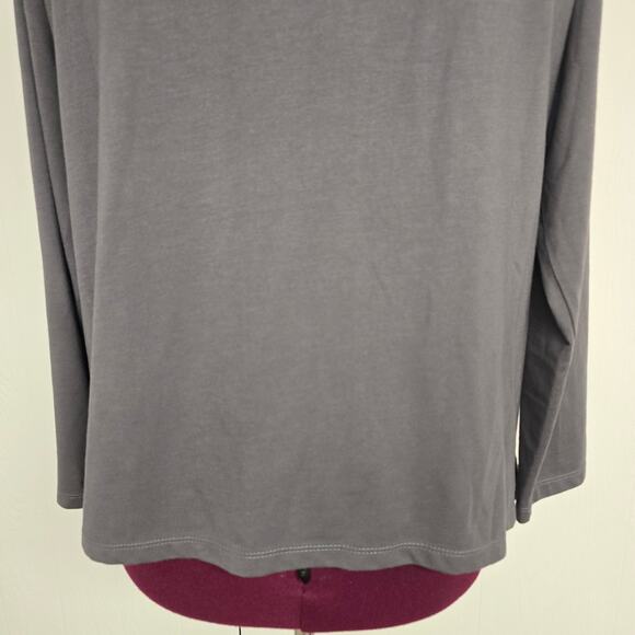 Women's Ruby Rd Gray Mixed Media Long Sleeve Crochet Front Blouse | Size Large - Picture 8 of 11